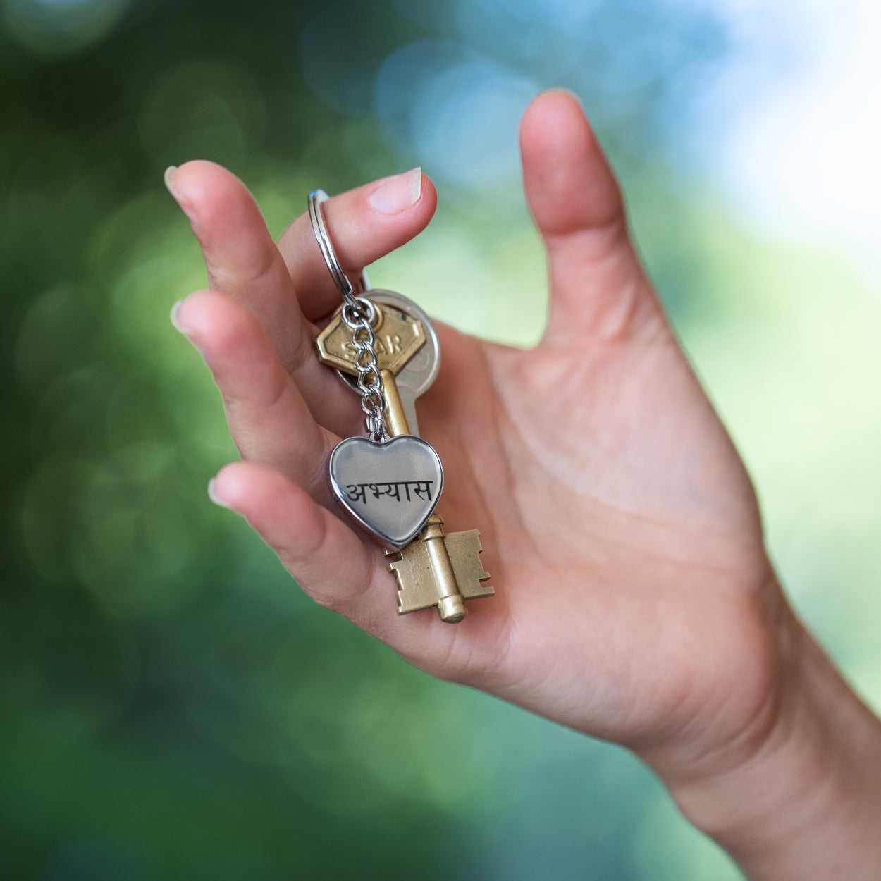 Abhyāsa Sanskrit Heart Luxury Keychain