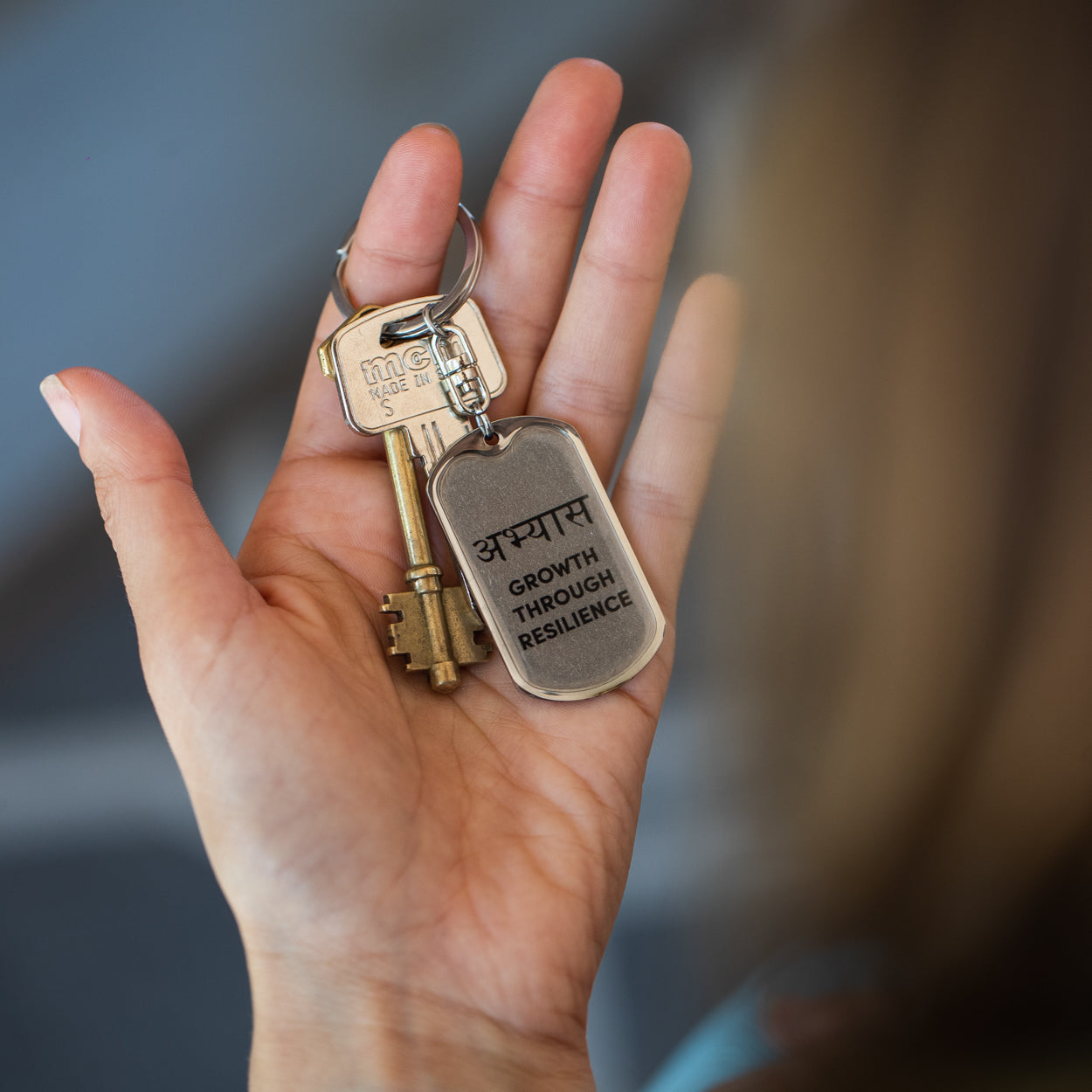 Abhyāsa Dog Tag Swivel Keychain