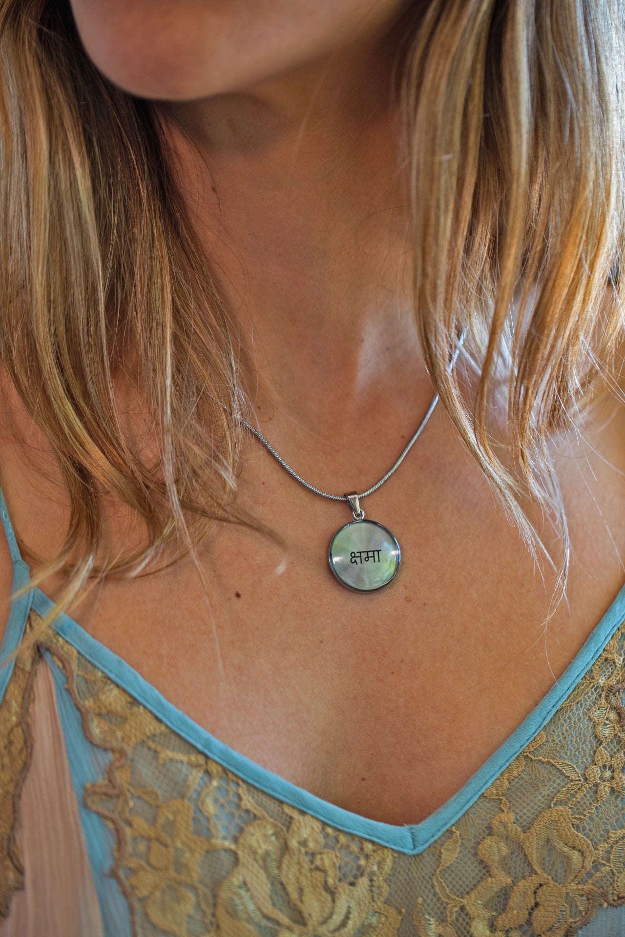 Kshamā Patience Sanskrit Circle Luxury Necklace