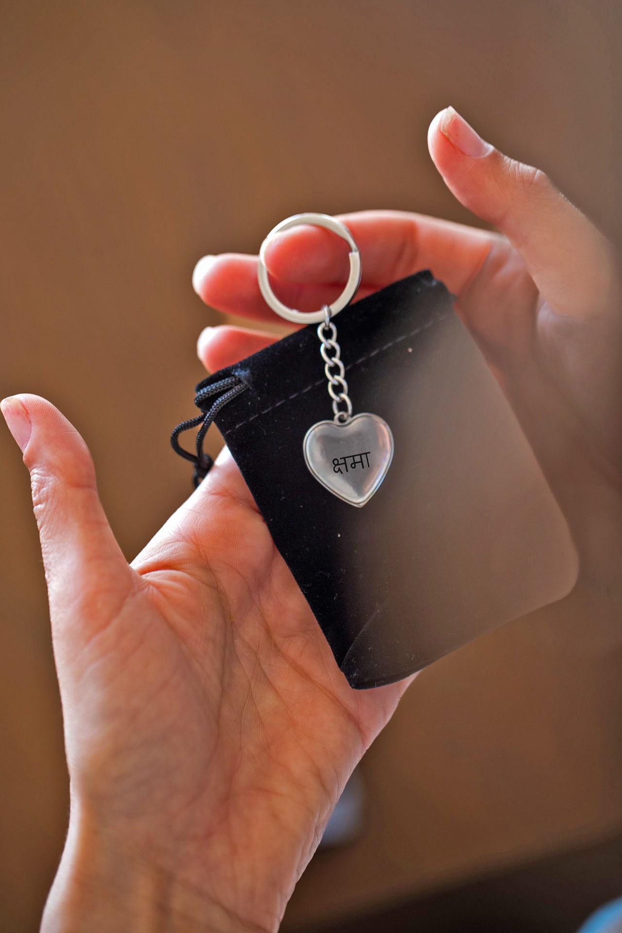 Kshamā Patience Sanskrit Heart Luxury Keychain