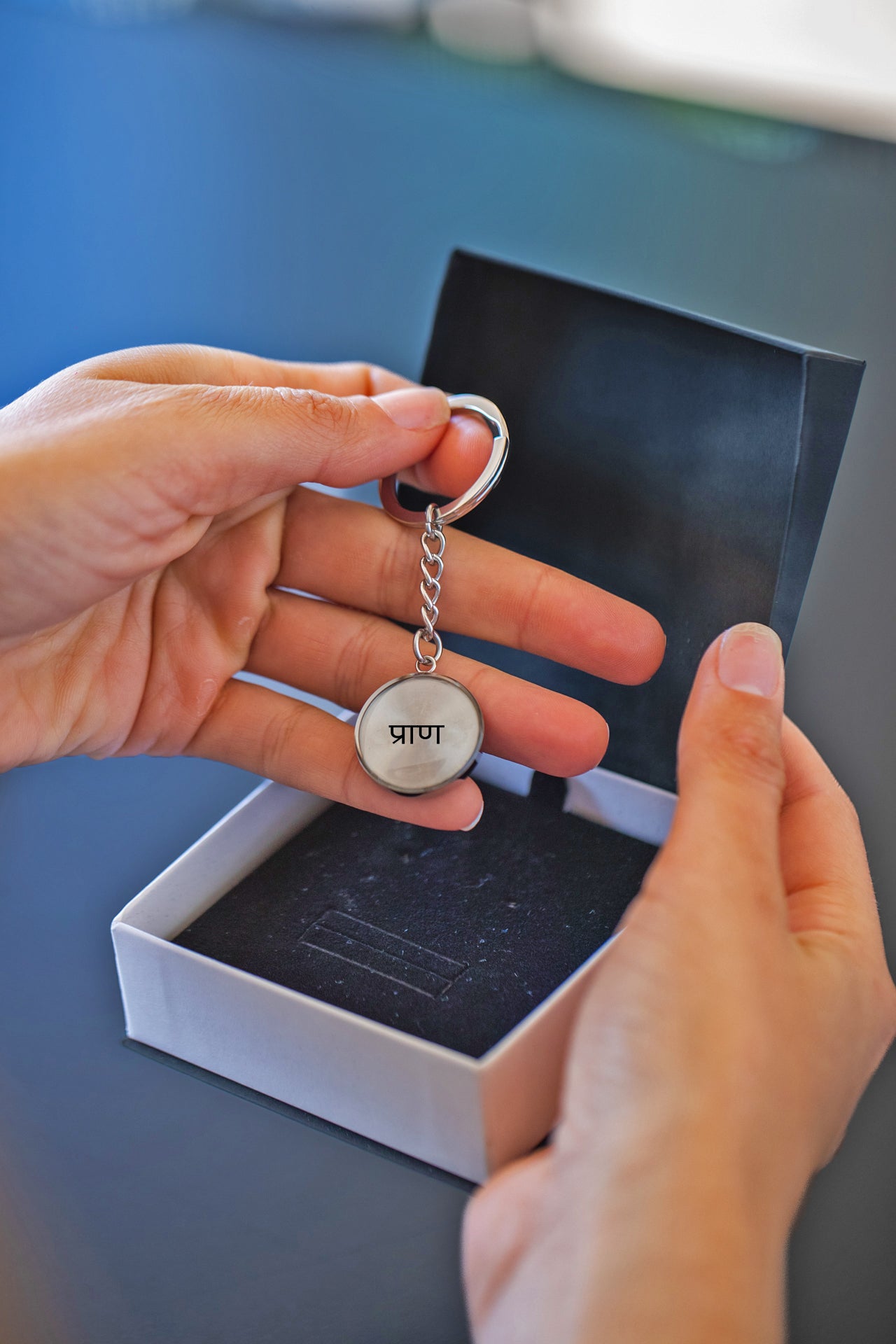 Prāna Breath of Life Sanskrit Circle Luxury Keychain
