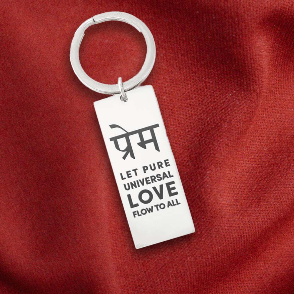Prema Pure Love Stainless Steel Rectangle Keychain