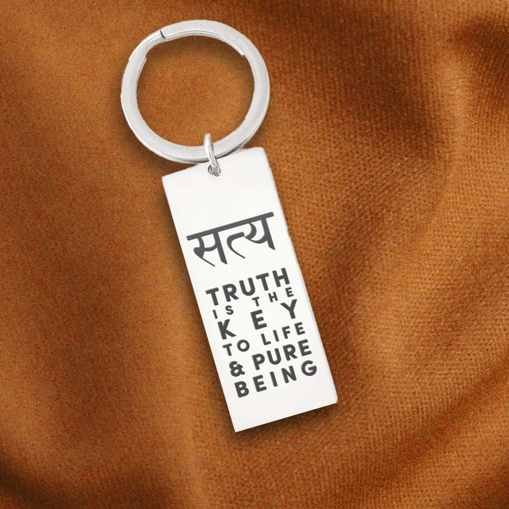 Satya Truth Stainless Steel Rectangle Keychain