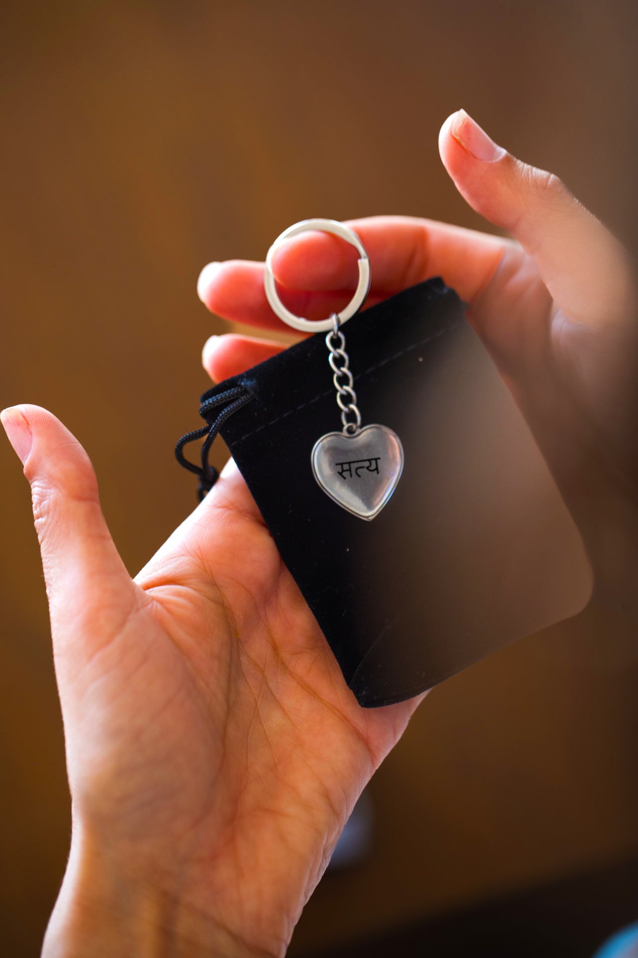 Satya Truth Sanskrit Heart Luxury Keychain