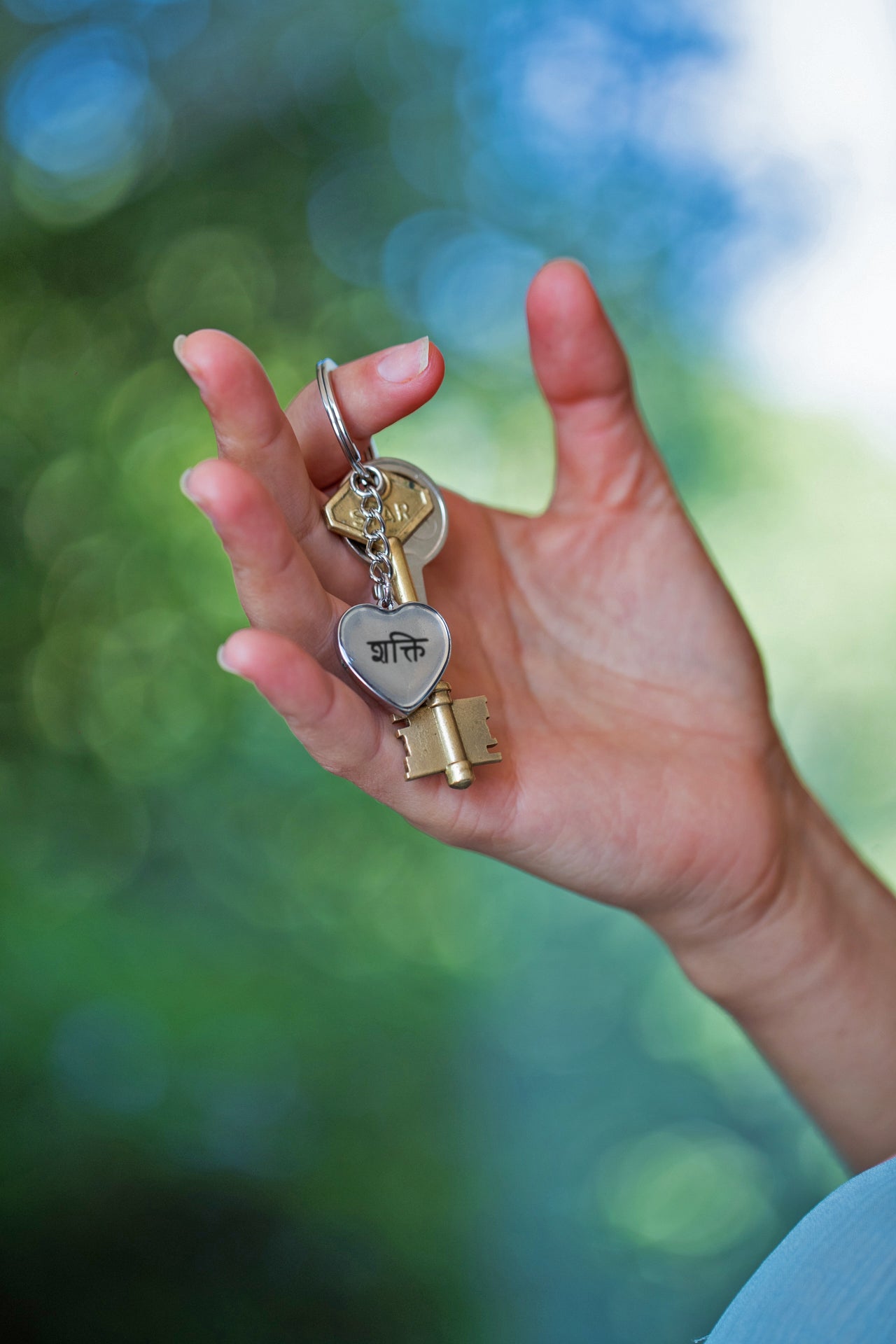 Shakti Divine Energy Sanskrit Heart Luxury Keychain