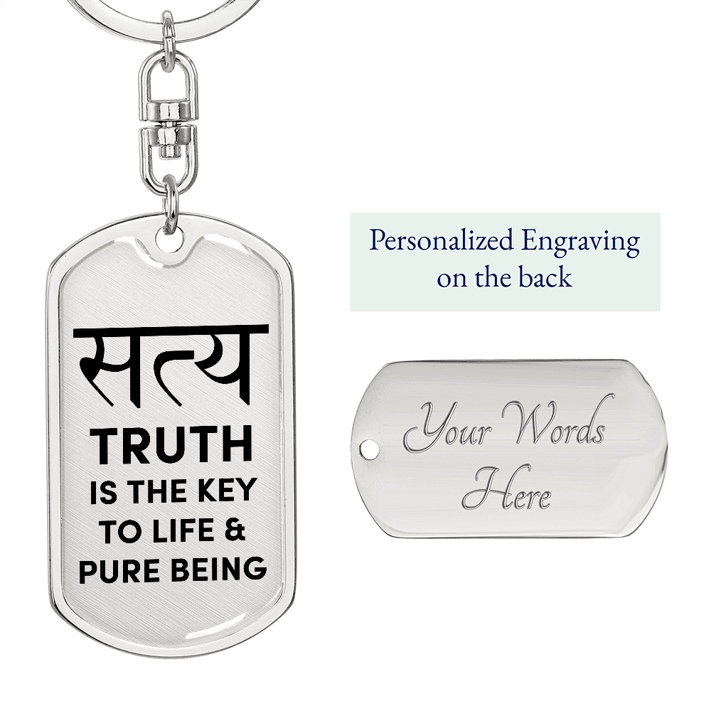 Satya Truth Dog Tag Swivel Keychain
