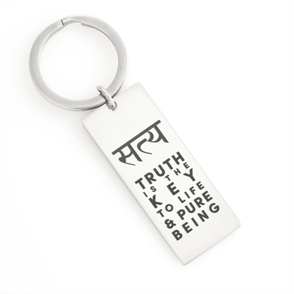 Satya Truth Stainless Steel Rectangle Keychain